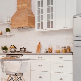 Nacnic Set of 6 round stone knobs. 40 mm | Beautiful handles. Bone tone knobs with gold metal | Suitable for wardrobes, cupboards, drawers, doors... Elegant multi-purpose handles.