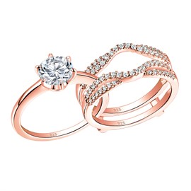 Wuziwen Engagement Rings for Women Rose Gold Wedding Bands Ring Connectors Guards Enhancers Wraps Size 8.5