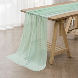 flohar 6Pack 9ft Chiffon Table Runner 14x108 Inch Sheer Romantic Table Runner for Wedding Birthday Party Bridal Shower Outdoor Decoration-Mint