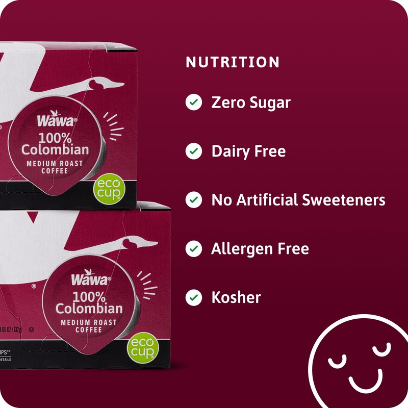 Wawa Colombian Medium Roast Single Cup Coffee Pods, 12 Pods,