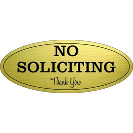 ExcelMark No Soliciting Sign for House or Business – Durable Indoor/Outdoor Sign – Easily Attach to Front Door - UV and Weather Resistant (Extra Large - 4.5" x 11", Gold with Black Letters)