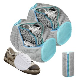 2 in 1 Shoe Wash Bag, Washing Machine, Double Zip, Double Pockets, Shoe Bag, 360° All-Round Cleaning, Reusable Wash Bag Shoes for All Shoe Types and Sizes (2)