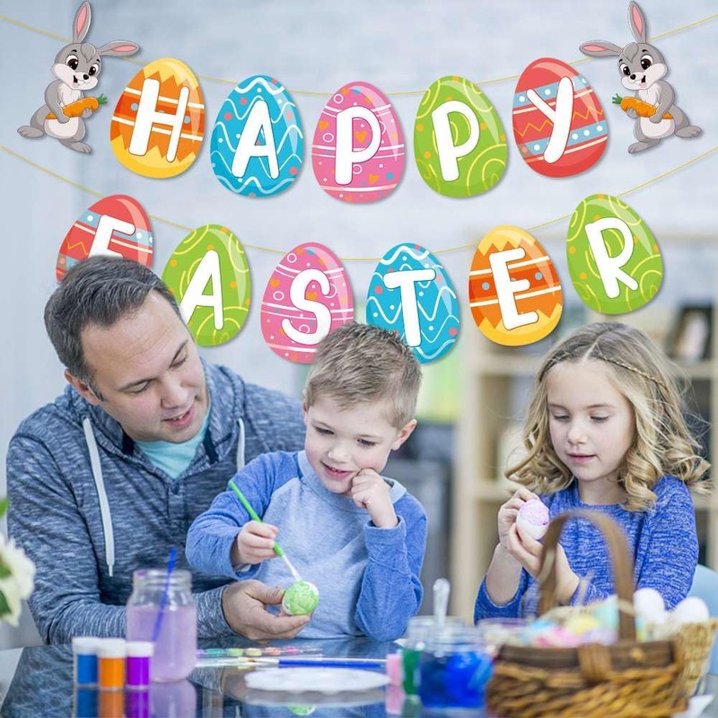 Happy Easter Banner Easter Bunny Decorations Easter Decorations Easter Fireplace
