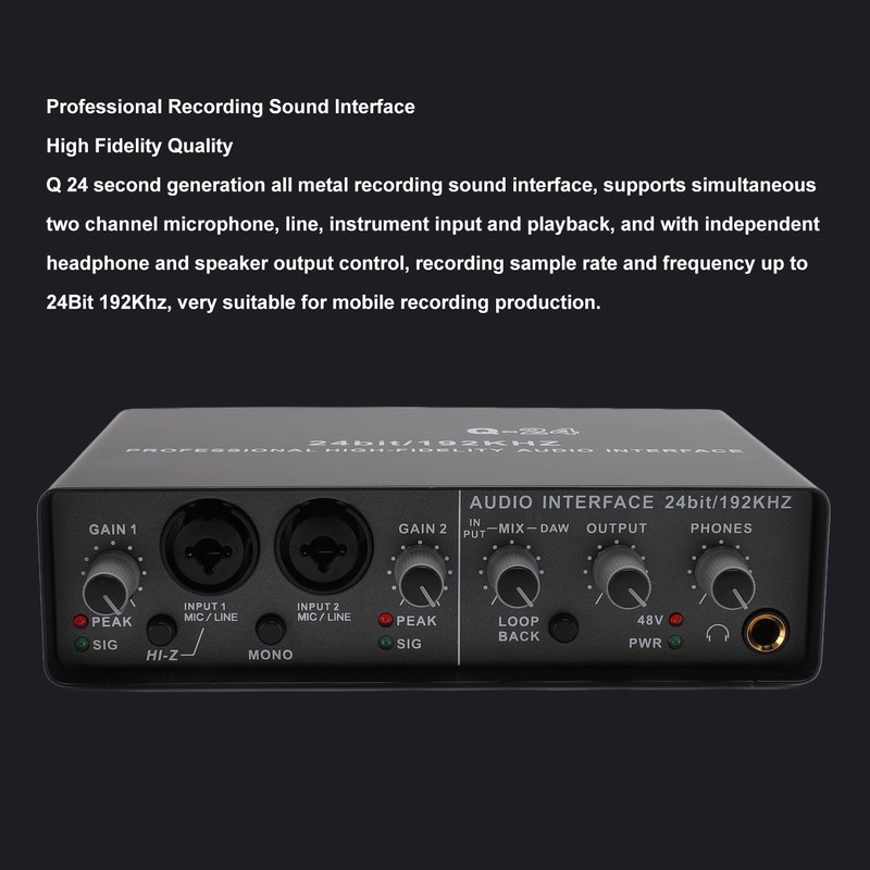 Sound Interface Professional 48V Phantom Power DSP Effect 24 Bit