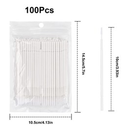 Yasmous 100Pcs Micro Applicators Brushes, Disposable Eyelash Swabs Eye Extension Brushes Lashes Graft Brush, Micro Make Up Mascara Brushes for Makeup, Oral and Cleanliness (White)