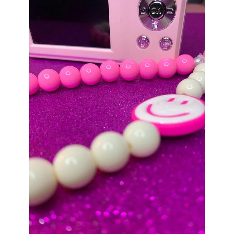 Smiley Phone Charm Chain - Color: Highlighter Yellow