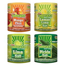 Twang Twangerz Flavored Salt Snack Topping - Lime, Lemon Lime, Mango Chili & Dill Pickle (Assorted, 4 Pack)