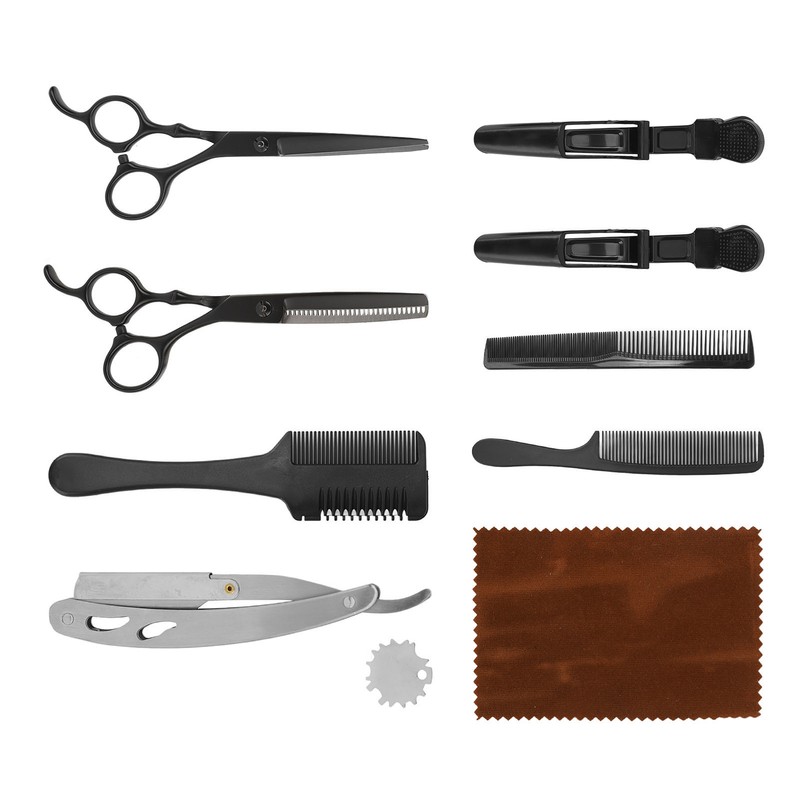 Hair Cutting Scissors Kit Clip Clipper Holder Comb Stainless Steel