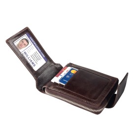 Leather RFID Bifold for Men, Premium Full Grain Handmade Top Grain Vintage Leather Slim Vintage Credit Card Flip Out Design with Coin Pocket (Brown) SD 061