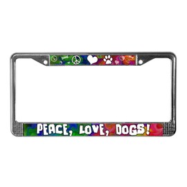 CafePress Peace Love Dogs License Plate Frame Chrome License Plate Frame, License Tag Holder