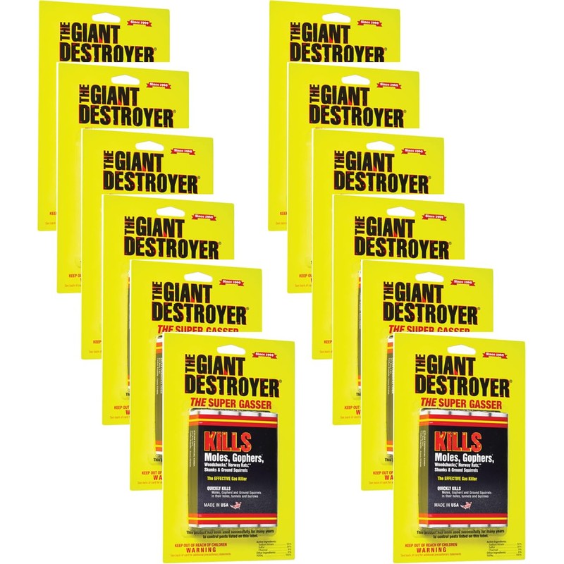 Giant Destroyer Smoke Bombs 12 Pack (48 Sticks) Kills Moles