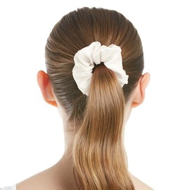 LILYSILK Silk Hair Scrunchies for Frizz&Breakage Prevention, 100% Mulberry Silk Hair Ties No Damage, Elastic Silk ponytail Holders, 1Pc, Ivory