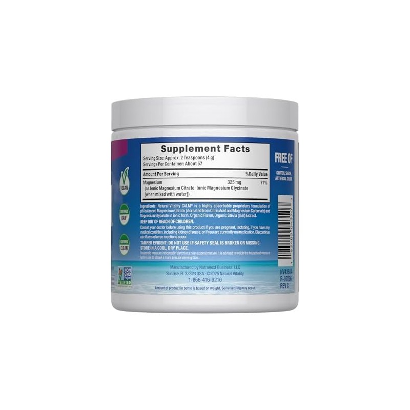 NATURAL VITALITY Mezcla de bebida de magnesio calmante y limón