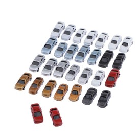 LoveinDIY 30pcs Assorted Miniature Cars for Diorama Crafts, 1:200 Z Scale Multicolor
