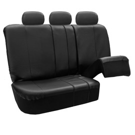 FH Group Car Seat Covers PU Leather - Universal Fit, Automotive Seat Covers, Airbag Compatible, Split Bench Rear Seat Cover, Car Seat Cover for SUV Rear Seat Black