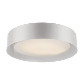 Melrose 20-Inch LED Flush Mount Ceiling Light | Matte White Finish with White Acrylic Diffuser | Integrated 6W LED | Round Drum Design | Damp Rated for Bathroom, Kitchen, Hallway or Entryway (White)