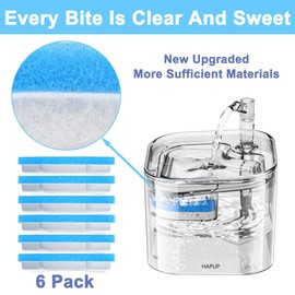 Cat Water Fountain Filter Replacement Upgrade Cat Fountain Filter L-shaped Washable Animal Water Fountain Filters with 4 Filtration System for HAPUP Kitty Spout Cat Fountain Square 74OZ/2.2L