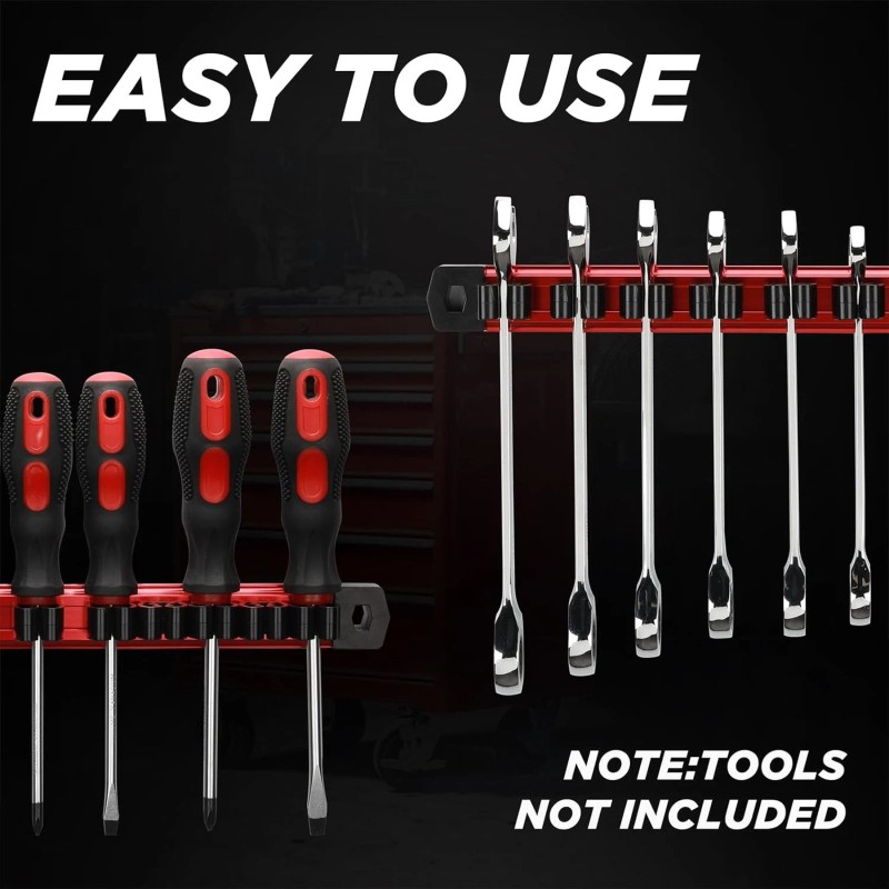 FOCUS AUTO TOOLS Magnetic Screwdriver Wrench Organizer Aluminum Rail Magnetic