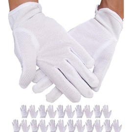 nijimomo White Gloves, Anti-slip, 12 Pairs, For Taxi, Trains, Buses, Driving, Security Guard, Nursing, Light Work (12 Pairs)
