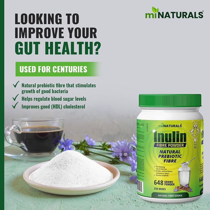 Pure Inulin Fiber Powder, Natural Prebiotic Fibre Supplement, Clear and