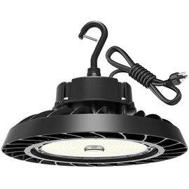 Fullmeii UFO LED High Bay Light 150W, High Bay LED Light 22,500LM (150LM/W) 1-10V Dimmable, 5' Cable with Plug, Hanging Hook, Safe Rope, ETL Listed High Bay Light for Factory Warehouse Workshop