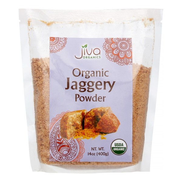 Jiva USDA Polvo orgánico para jaggery, 14 onzas (Gur, Panela) – Azúcar crudo al por mayor.
