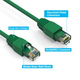 FireFold Cat6A Ethernet Patch Cable 500MHZ 10GBPS – High-Speed Internet Cable LAN Wire for Computer Networks – 50ft Green
