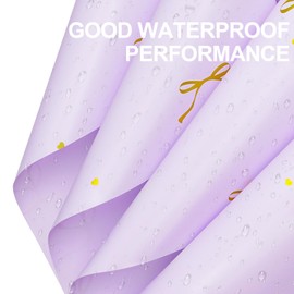 RUSPEPA 20 Sheets Flower Wrapping Paper, Bow Waterproof Floral Bouquet Wrapping Paper, Florist Supplies Packaging for Birthday, Wedding and DIY Crafts, Purple