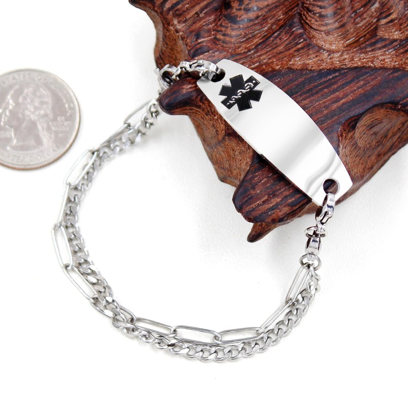 Oneress Blood Thinner Awareness Medical Alert Bracelet Multilayer Stainless Steel