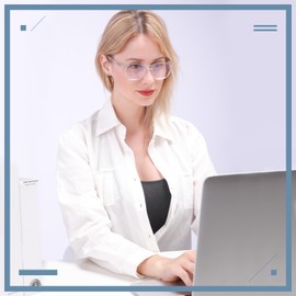 FONHCOO Progressive Multifocal Reading Glasses for Women Men, Anti Blue Light Computer Readers with Spring Hinges (Clear 2.5)