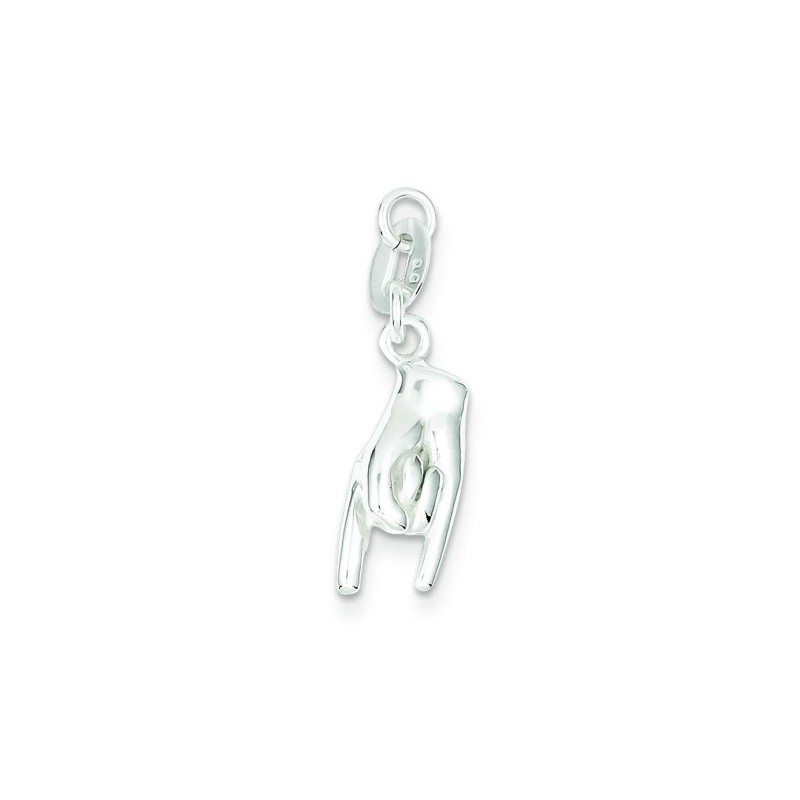 Sterling Silver Mano Cornuto Charm & 18" Chain