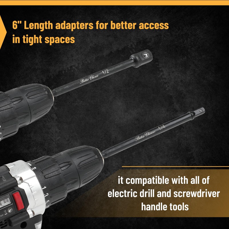 Bates- Impact Socket Adapter Set, 3 pcs, 6-Inch, 1/4", 3/8"