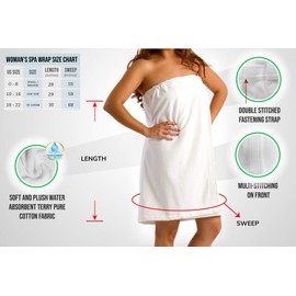 BY LORA Terry Cotton Spa Wrap Towel for Women Ladies Shower Cover Up, White, XXL Size
