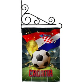 World Cup Croatia Garden Flag - Set Wall Holder Sports Soccer Game Goal Ball Football Entertainment Activity Physical - House Decoration Banner Small Yard Gift Double-Sided Made In USA 13 X 18.5