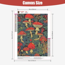 TOSTOG Diamond Painting Kits for Adults,Mushroom 5D DIY Diamond Art Kit Full Drill Diamond Crystal Rhinestone Arts and Crafts Picture for Home Wall Decor 30x40cm
