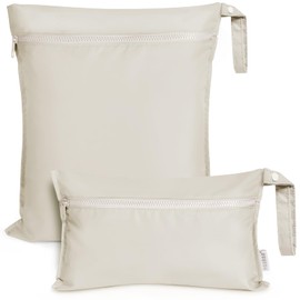 haakaa Waterproof Wet Bags for Baby Wet Dry Bags for Cloth Diaper, Swimsuit & Travel, 2pcs, Beige