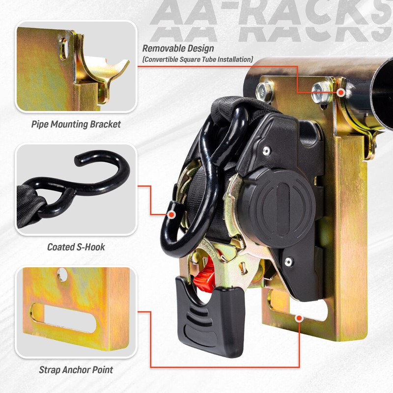 AA-Racks Heavy Duty Retractable Ratchet Straps (2 Pack) - 2