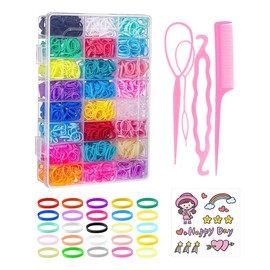 Generic 1800pcs Elastic Hair Bands 24 Colors, Mini Hair Rubber Bands for Hair, Small Hair Ties, Ponytail Holders, Colorful Hair Accessories for Girls Kids