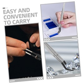 IWOWHERO Ergonomic Design Tweezers Set 2pcs Stainless Steel for Lash Application Stamps Jewelry and Craft Work