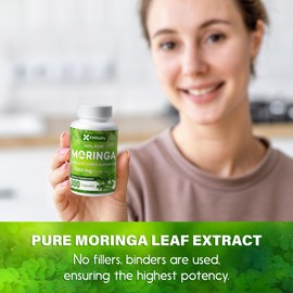Moringa Capsules | 300 Capsules | Moringa Oleifera | 100% Pure & Natural | Non-GMO and Gluten Free Supplement | Complete Green Superfood | Moringa Leaf Extract