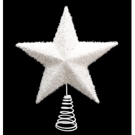 Toyland® 26cm Beautiful White Glittery Tree Top Star - Christmas Tree Topper