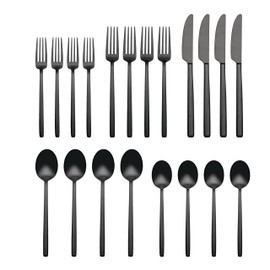 Oneida Dean 20 Piece Flatware Set, Satin Black Finish