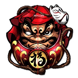 MDLUFY Car Sticker Daruma 3D Sticker Prayer Daruma Scott Sticker Bike Sticker Car Door Decoration Decal Car Window (Red-28.4cm*30cm)