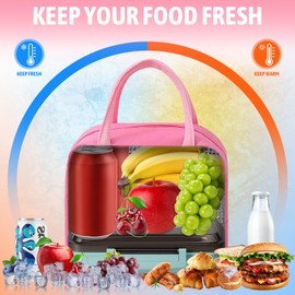 TIECHI Insulated Lunch Bags Small for Women Work School Kids Students Packed Lunch Sandwich Food Cold Bag Tote Cool Bag Reusable Foil Fabric Picnic Lunch Box Organizer (Black)