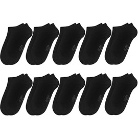 OCERA 10 or 20 Pairs Children's Trainer Socks for Girls and Boys, Oeko-Tex Standard 100 Certified Cotton, 10 x black.
