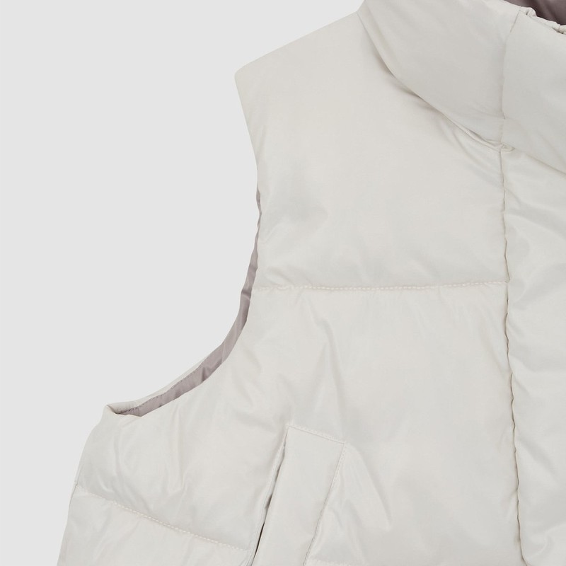 JAJU [JAJU/자주] 여 루즈핏 숏 푸퍼 베스트_아이보리 [JAJU] Women's Loose