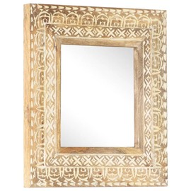 Gecheer Hand-Carved Mirror 19.7" x 19.7" x 1" Solid Mango Wood SH20108A
