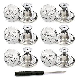 12 Sets 17mm Replacement Jean Buttons for Sewing Metal Jeans,No-sew Nailess Removable Metal Jean Buttons,Thread Rivets and Screwdrivers Replacement Repair Combo