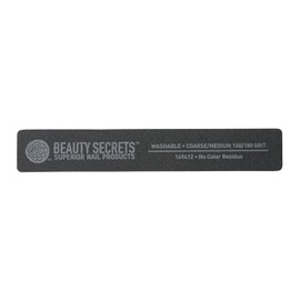 Beauty Secrets 100/180 Rectangular Black Cushion Nail File Black