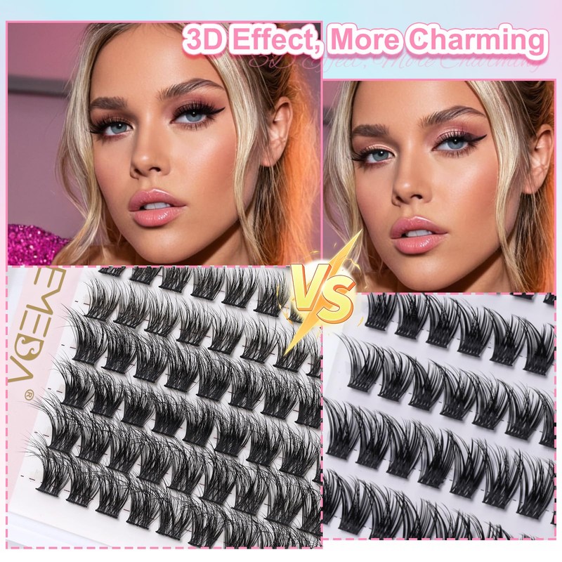 3D Fluffy Eyelash Cluster, EMEDA Individual Eyelash Cluster Eyelash Extensions